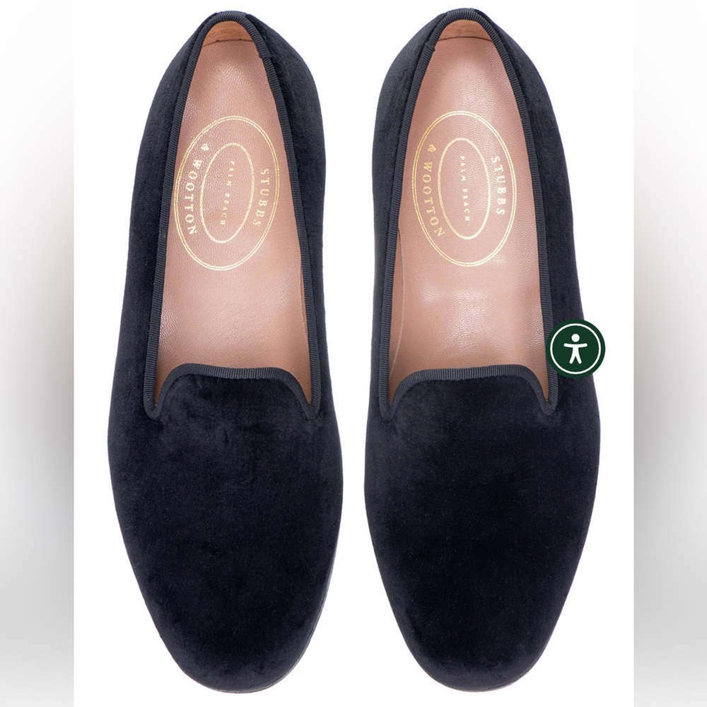 Stubbs & Wootton NIB Classic Black Velvet Slippers/Loafers size 9.5